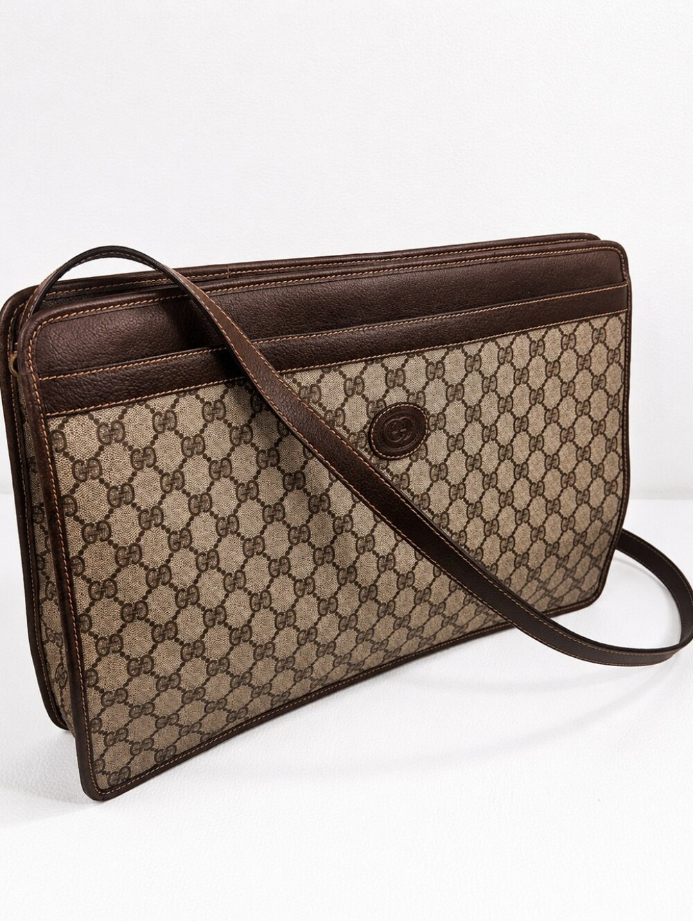 Authentic Gucci GG Supreme Monogram Portfolio Briefcase Shoulder Crossbody Bag